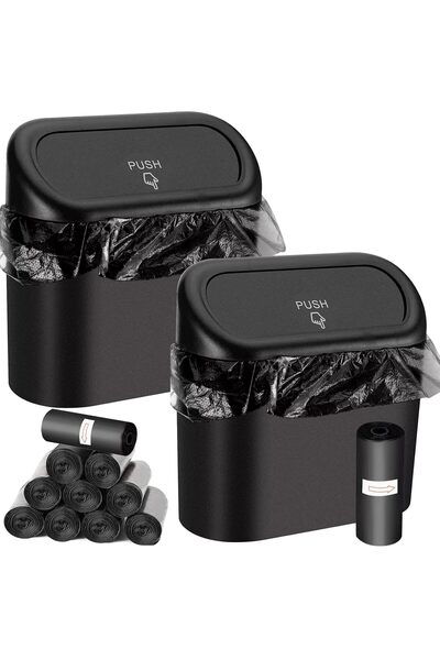 Generic Car Trash Can Bin with Lid and 150pcs Trash Bags 2pack Small Car Garb...