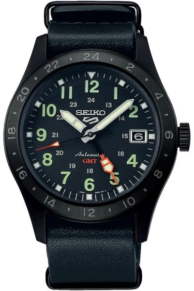 Generic 5 GMT black dial stainless steel watch for men SSK023K1