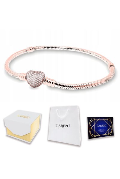 Larezo Brățară Argint 925, Modulară Charms Șarpe, Roz, Placată, Pentru Damă, ...