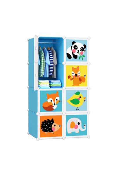 JRH Dulap Modular Copii JRH, 8 Rafturi, 8 Usi, Design Castel cu Printesa, Ote...