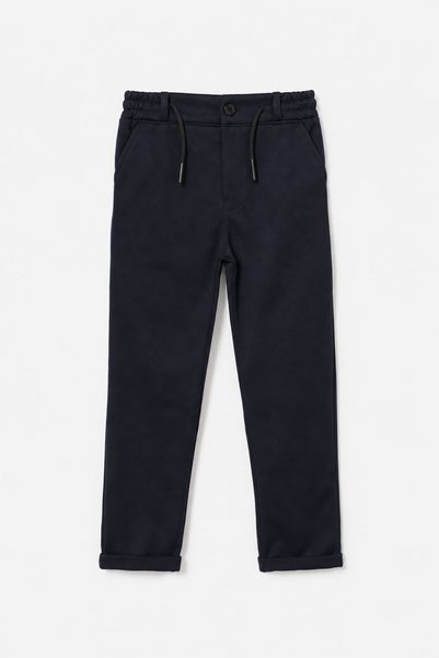 CansınMini Navy Blue Boys' Double-Cuff Elasticated Hem Pants with Brushed Ins...