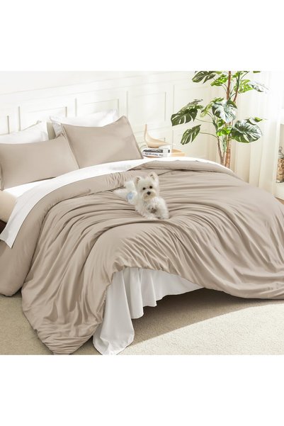 Generic Oversized King Comforters Khaki Super King Plus Size, 3 Pieces Lightw...