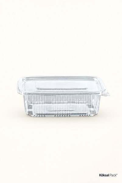 Köksal Pack 1000 Gr Leakproof Storage Container Flat Lid 100 Pieces Transparent