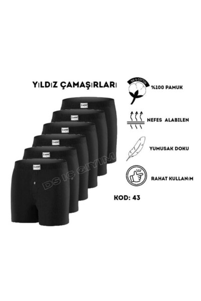 Yıldız Çamaşır 43 Men's Terry Boxer Shorts, 6 Pieces