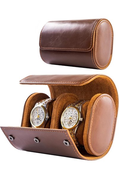 Generic 2 Watch Travel Case-Classic Leather Watch Case With Superb Texture.Po...