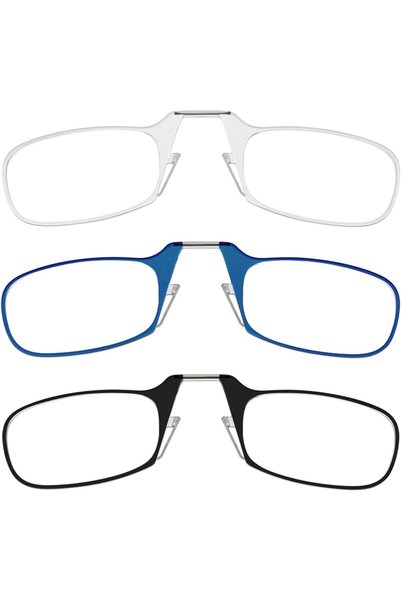 Generic Readers Rectangular Reading Glasses, 3 Pack-Black, Clear, Blue, 44mm + 1