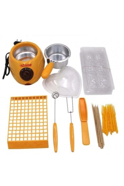 FOXMAG24 Aparat electric pentru topit ciocolată și set de fondue, galben, 20 W