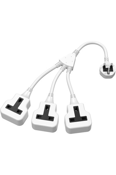 Generic 3 Way Extension Lead with Short Cable (UK Plug Included), 3-in-1 Doub...