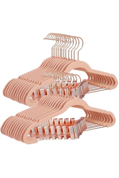 Generic 24 Pack Pants Hangers, 16.7 Inch Coat Hangers with Rose Gold Colored ...