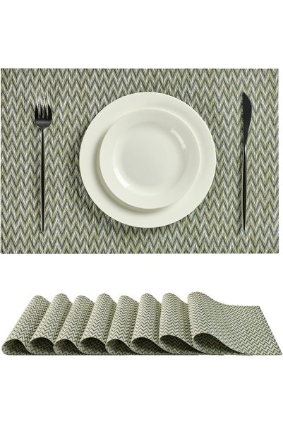 Generic Green Placemats Set of 8 - Heat Resistant Non-Slip Mats for Dining Ta...