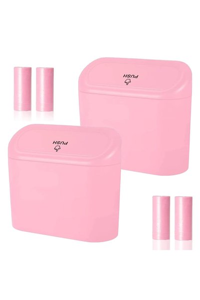 Generic Car Trash Can,2 Packs Mini Trash Can Hanging Portable Car Bin with 4 ...