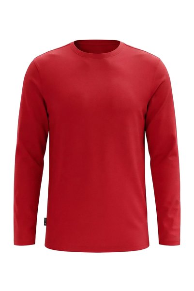 OMBRE Tricou cu mânecă lungă pentru bărbați, croială normală, guler rotund, j...