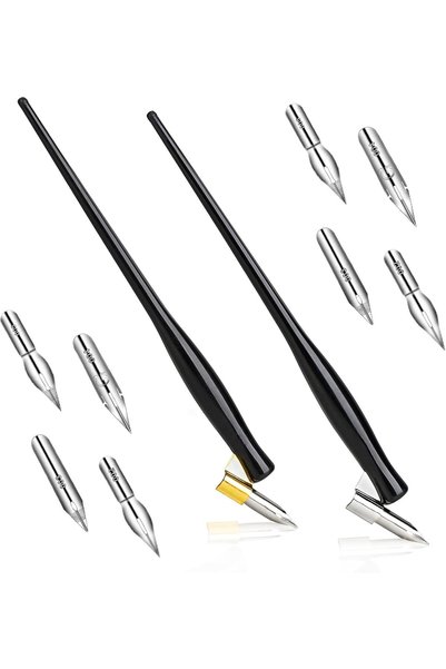Generic 10 Oblique Calligraphy Pens Set - 2 in 1 Drawing Pen Holder with 8 St...