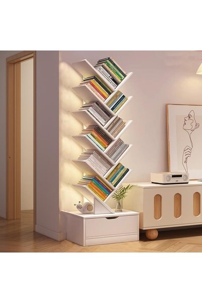 Generic 12 Tier Tree Bookshelf, Modern Bookcase Organizer, Floor Standing Boo...