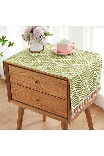 Generic Rectangular Tablecloth, Yellow (15.7 x 35.4 inches), Tassel Design, P...