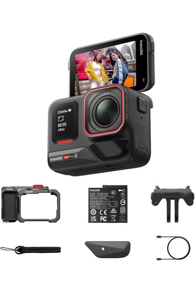 Generic مجموعة Ace Pro 2 Xplorer باللون الرمادي - كاميرا أكشن بدقة 8K مع عدسة...