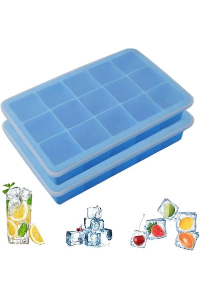 Generic Silicone Ice Cube Tray, 2Pcs Reusable Square Ice Cube Molds for Water...