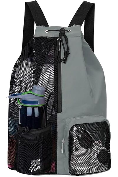 Generic swim bags-mesh backpack,Beach Backpack with Wet Pocket Drawstring Mes...