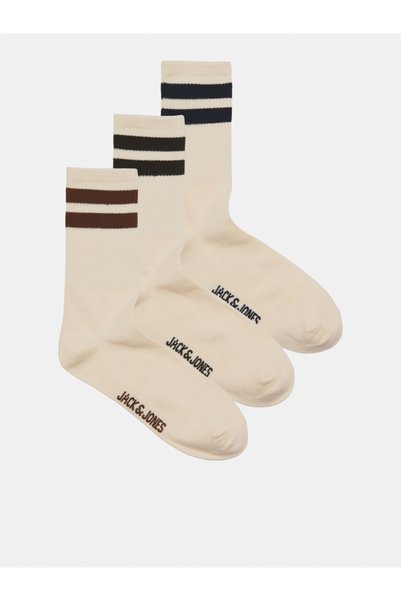 Jack & Jones Pack of 3 - Stripe Cuff Tennis Socks