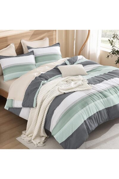 Generic Oversized Queen Comforter Set Sage Green 98x98-3 Pieces Lightweight G...