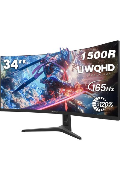 Generic 34 inch Gaming Monitor UWQHD 165Hz Ultrawide Curved Display Screen