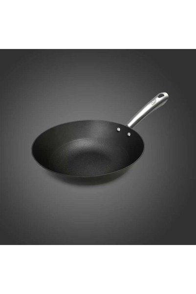FOXMAG24 Wok din fontă cu structură tip fagure, 28 cm, mâner din oțel inoxida...