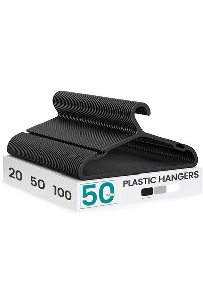 Generic Clothes Hangers, Pack of 50, Plastic Hangers, with Wide Shoulder Notc...