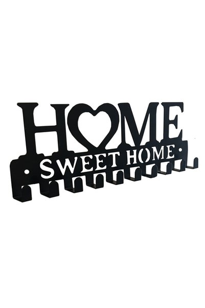 Generic Brand Suport de chei montat pe perete din metal negru și cârlig decor...