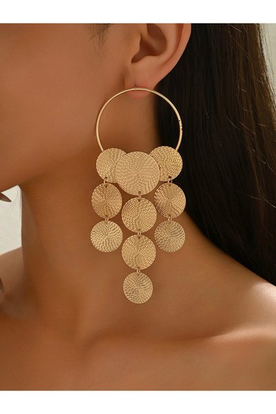 Take Two By Styli Gold Texture Dangle Earrings