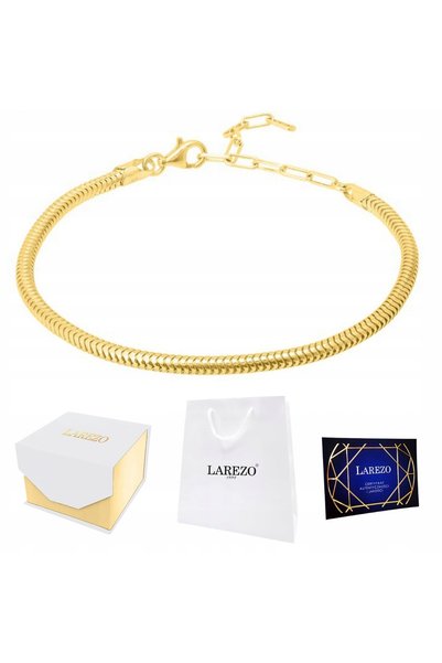 Larezo Brățară Argint 925, Model Șarpe Charms, Auriu, Placată, Pentru Damă, C...