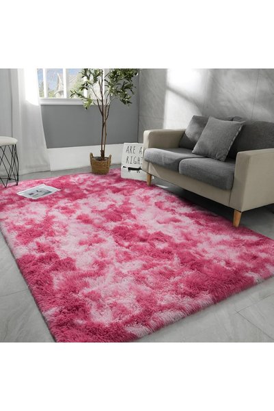 Generic 80x160cm Large Fluffy Area Rug, Super Soft Shaggy Tie-Dyed Blush Pink...