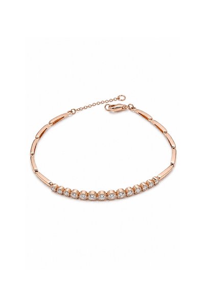 Generic Brand 9K Rose Tone Lab Grown Diamond Tennis Bracelet, Adjustable Chai...