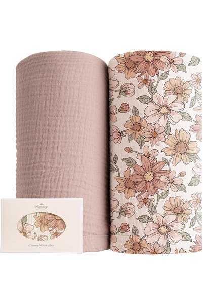 Generic 2 Pack Muslin Swaddle Blankets, 100% Cotton Receiving Blankets