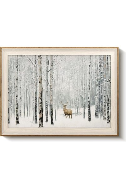 Generic Framed Forest Winter Deer Landscape Christmas Wall Art, 12×16 Inch | ...