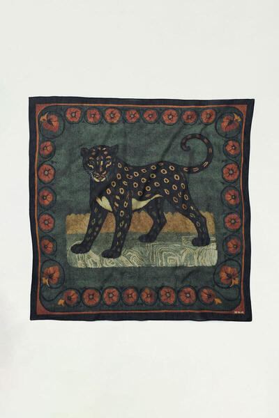 BE BLUE LEOPARD-PRINT SCARF