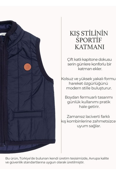Ozmoz By Mukadder Özden Kapitone Lacivert Kışlık Erkek Çocuk Spor Yelek
