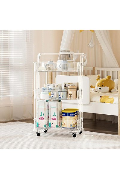Generic Acrylic Storage Cart 3 Tier Utility Cart,Rolling Metal Organization C...