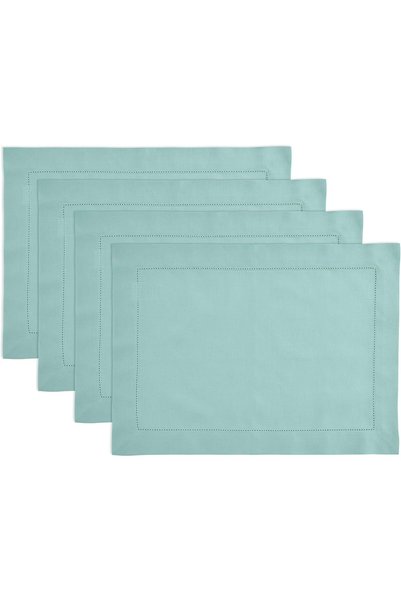 Generic Cotton Linen Placemats Pastel Turquoise, 14 x 19 in, Set of 4