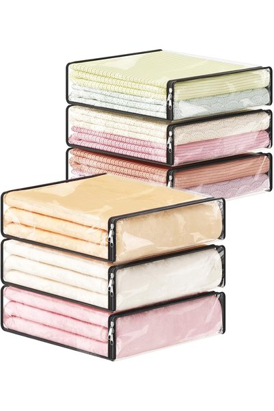 Generic 6 Pack 14L Clear Clothes Storage Bags with Zipper, Plastic Sweater St...