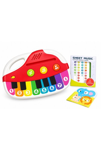 LEIBOO Pian de jucărie pentru bebeluși, Muzician pentru bebeluși, Clape color...