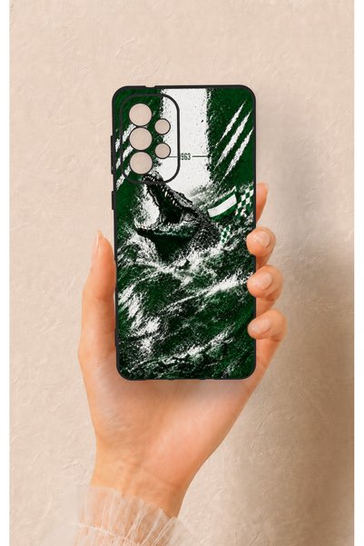 Vip Case Samsung A73 Compatible Green Crocodile-Themed Patterned Silicone Case.