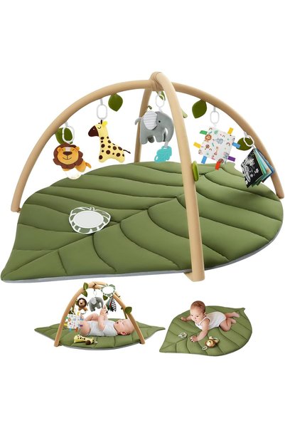 Generic Baby Play Gym & Activity Mat, Oversize Leaf Shaped Baby Play Mat w 6 ...