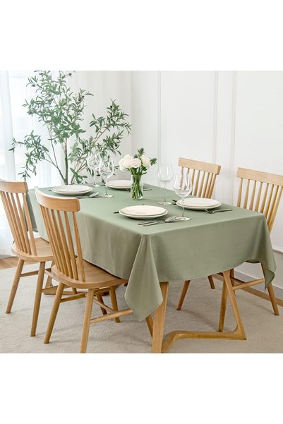 Generic Faux Linen Texture Tablecloth Stain Resistant Waterproof Wrinkle Resi...