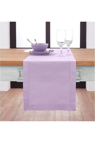 Generic Table Runner 90 Inches Long - Cotton Linen Hemstitch Lavender Ice Tab...