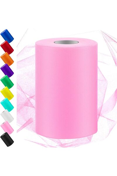 Generic 6 Inch by 100 Yards Pink Tulle Fabric Roll, Fabric Spool Tulle Ribbon...