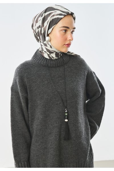 Freshscarfs Eșarfă din bumbac și mătase cu model Zebra Flow, culoare nurcă