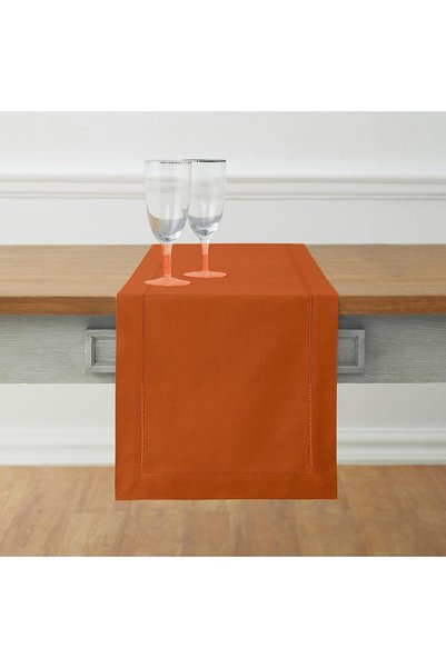 Generic Cinnamon Table Runner 120 Inches Long – Cotton Linen Hemstitch Table ...