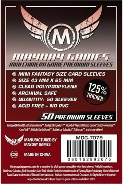 Generic 43 x 65 mm SLEEVES Mini Chimera USA Premium Card Game (Pack of 50)