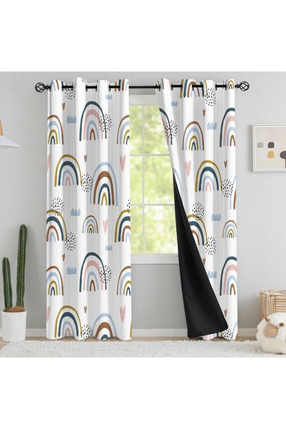 Generic Blackout Rainbow Curtains for Kids Cute Rainbow Room Darkening Window...
