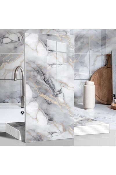 Generic 10pcs Thick Marble Peel and Stick Waterproof Wall Panels,Heat-Resista...
